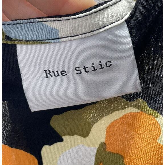 Rue Stiic Carter Split Floral Print Dress Size XS Open Back Midi Marigold Slit - Picture 5 of 8